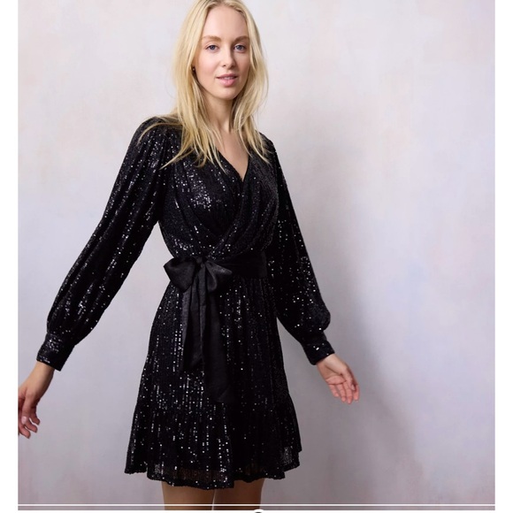NWOT Women's LC Lauren Conrad Sequin Wrap Mini Dress - Picture 8 of 8